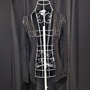 Geri C. Black Knit Sequined Cardigan